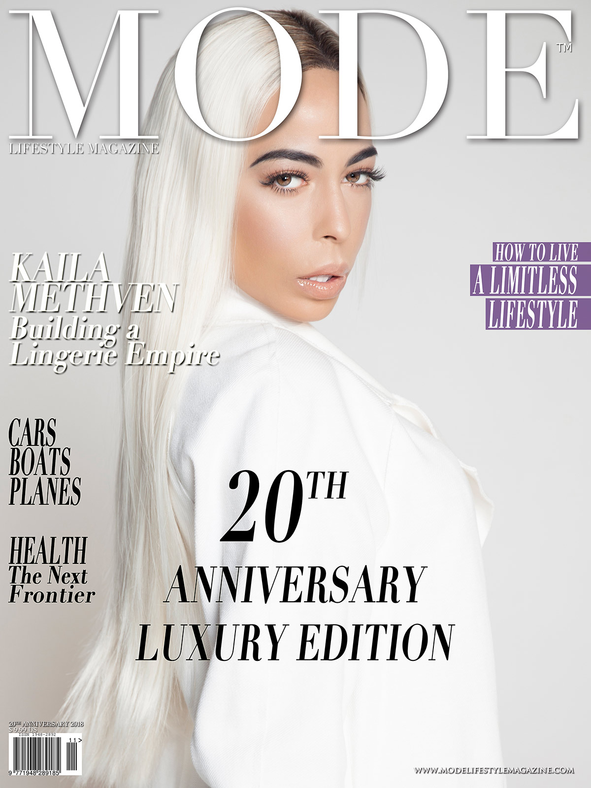 Mode Lifestyle Magazine - 20th Anniversary Luxury Edition - Kaila Methven Cover - 2018